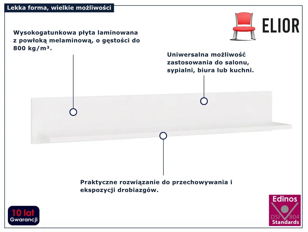Wisząca biała półka ścienna B2-P37