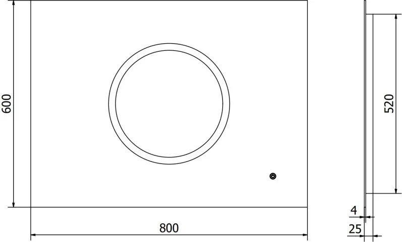 Mexen Koga lustro łazienkowe podświetlane 80 x 60 cm, LED 6000K, antypara - 9821-080-060-611-00
