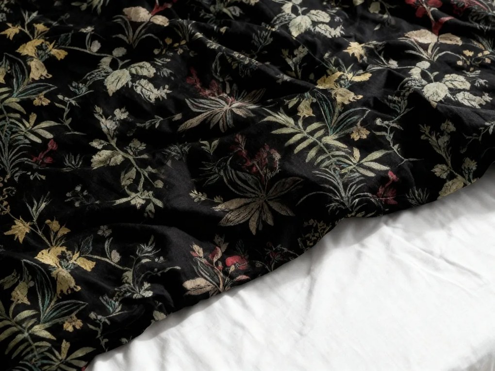 PrzytulneMieszkanie.pl PrzytulneMieszkanie.pl Pościel z bawełny Renforcé FLORWELLA czarna z kieszenią hotelową Rozmiar pościeli: 70 x 90 cm | 140 x 200 cm