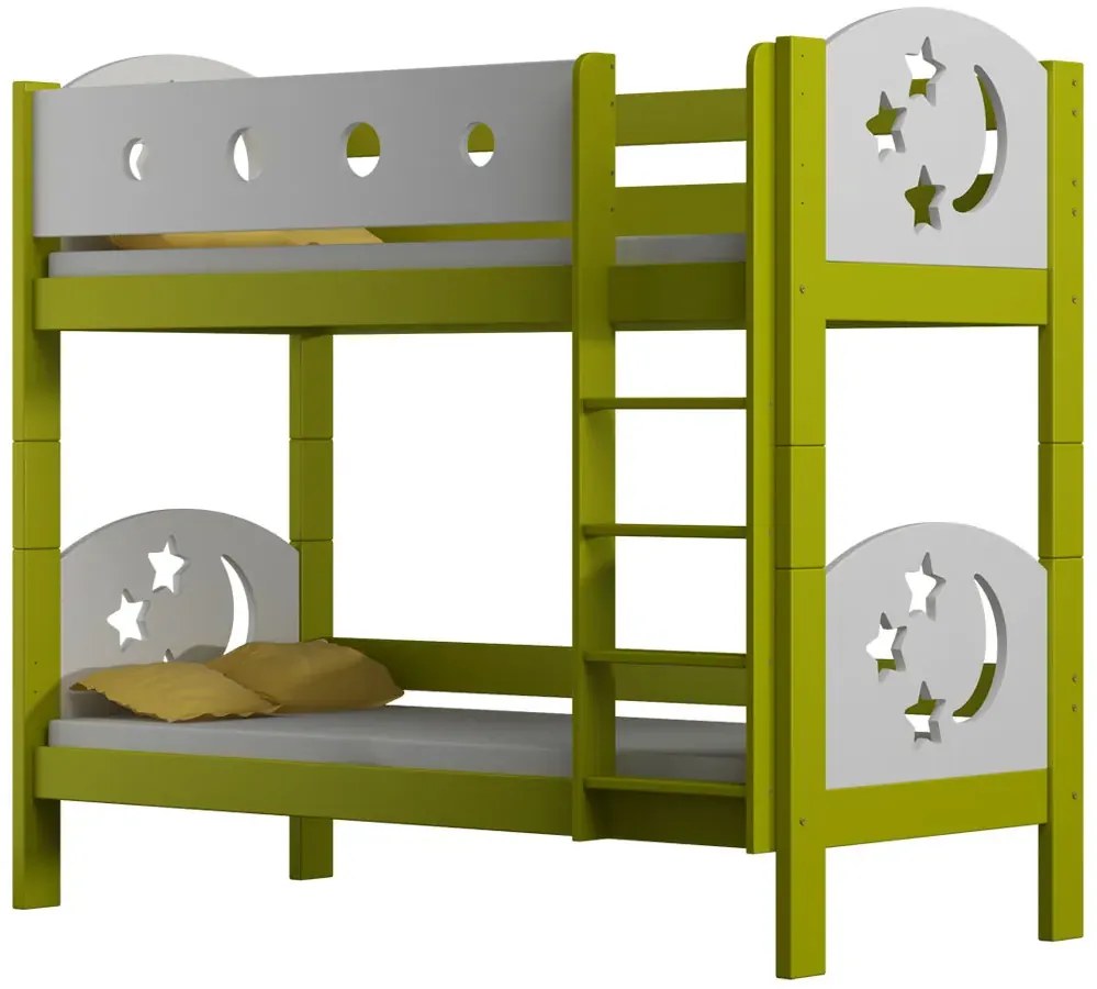Zielone łóżko piętrowe z zagłówkami z gwiazdkami G9-D21