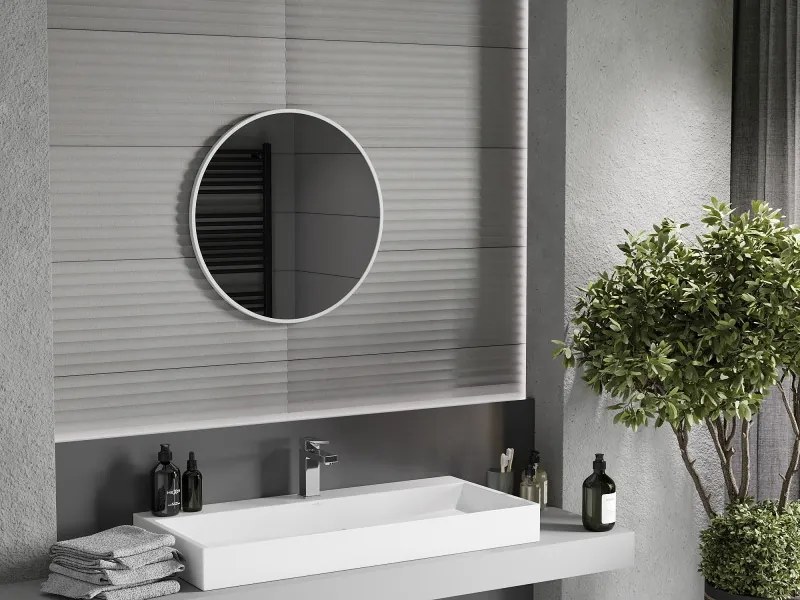 Mexen Loft lustro łazienkowe okragłe 60 cm, rama biała - 9850-060-060-000-20