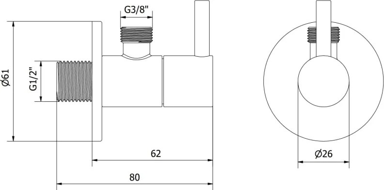 Mexen R2 zawór kątowy do baterii 1/2"x3/8", czarny - 79972-70
