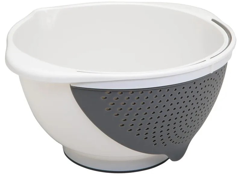 Biała miska z durszlakiem 2v1 Metaltex, Ø 28 cm