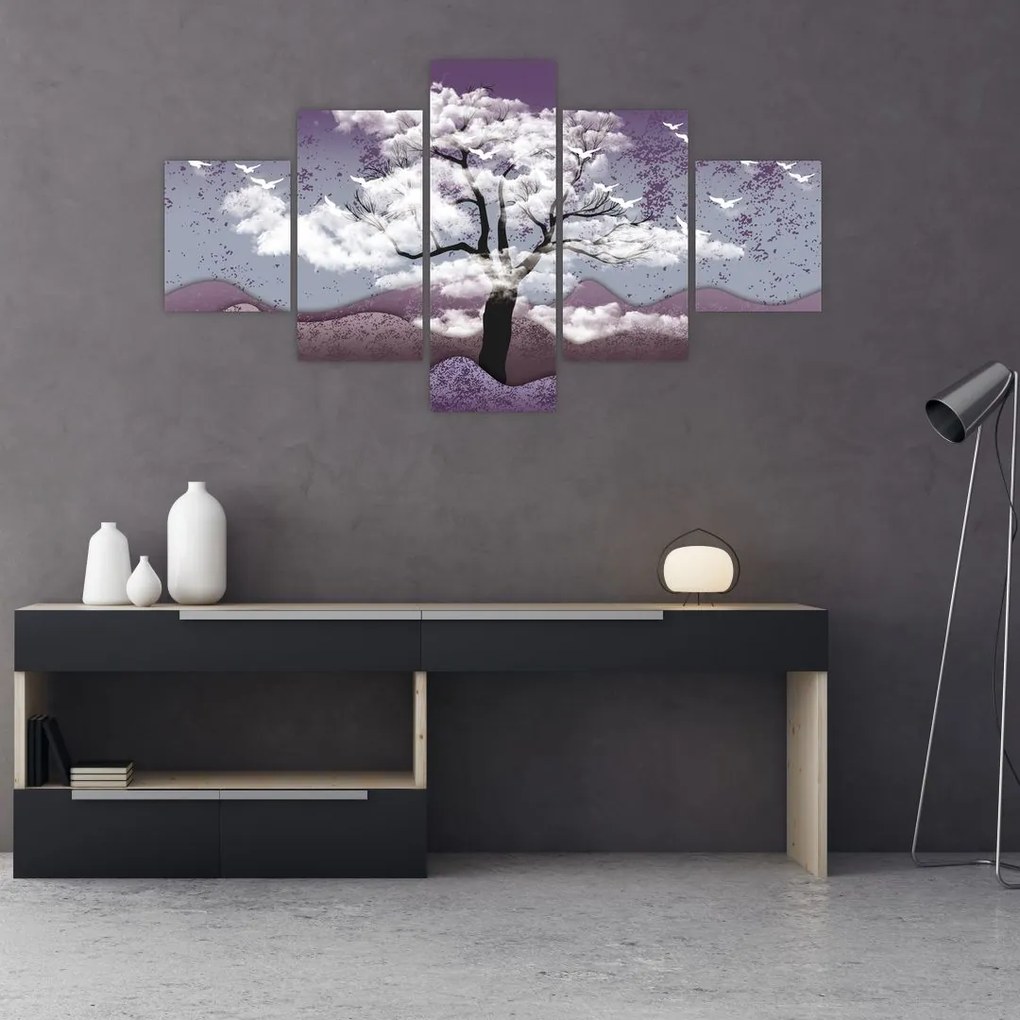 Obraz - Drzewo w chmurach (125x70 cm)