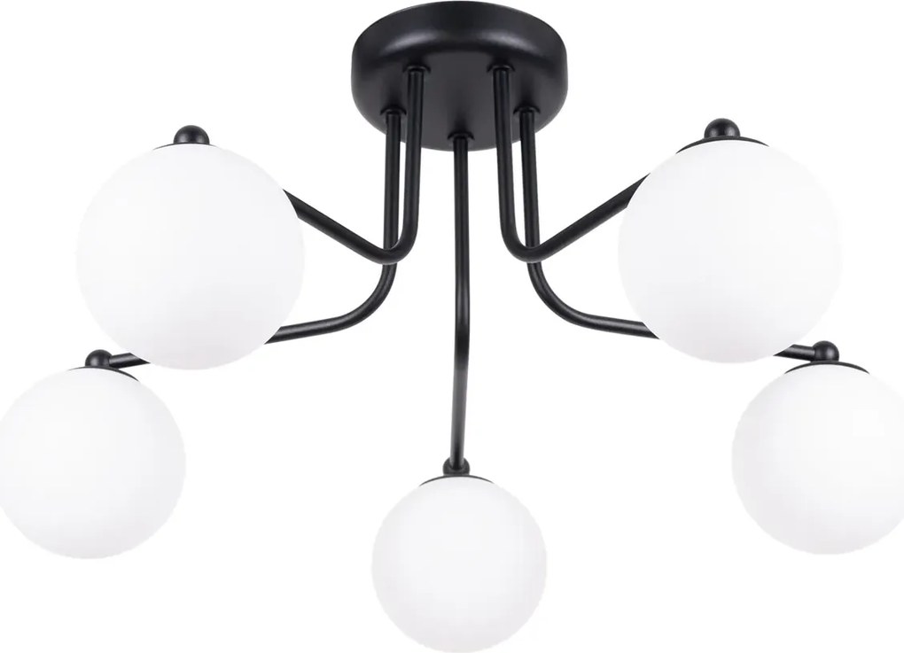Czarna lampa sufitowa z 5 kloszami - M3-K19
