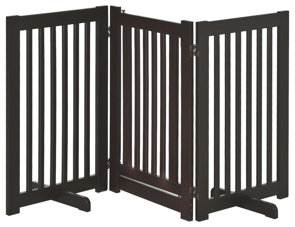 PawHut Barierka ochronna dla psów, Regulowana i Składana, z MDF, Ciemnobrązowa, 155 x 1,5 x 76 cm