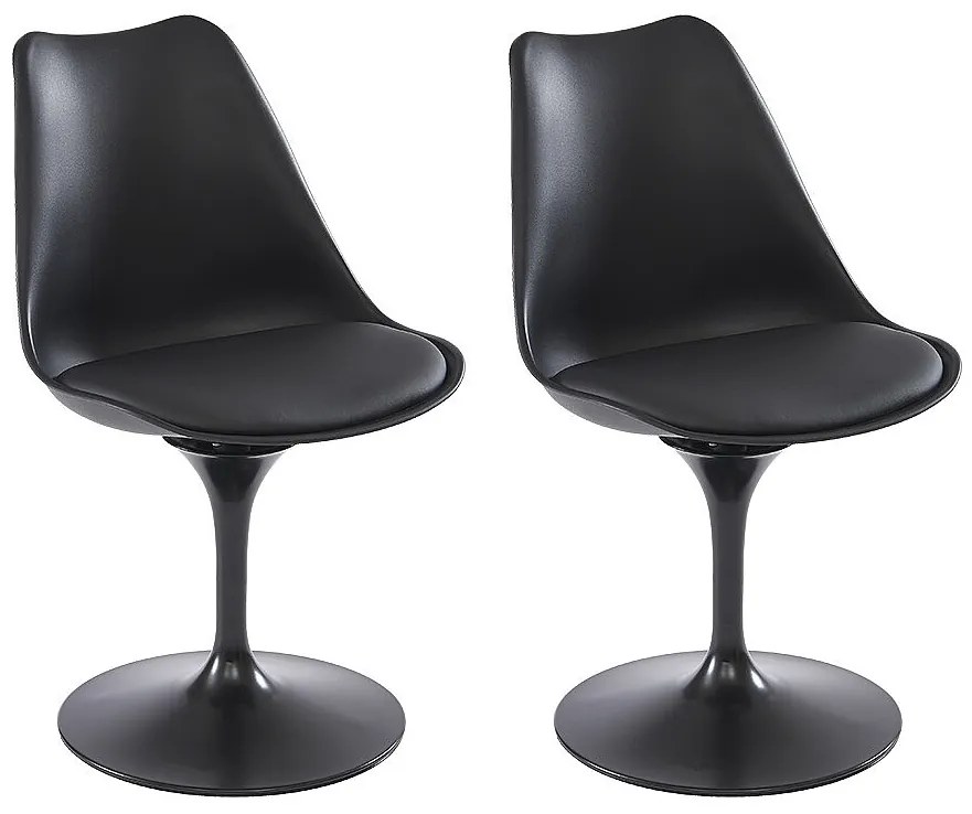 Zestaw 2 krzeseł z polipropylenu, ekoskóry i metalu - Czarny - XAFY