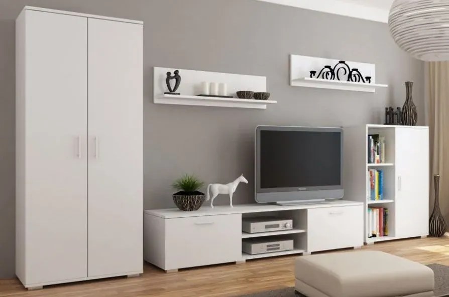 Biała meblościanka z szafą S4-G65