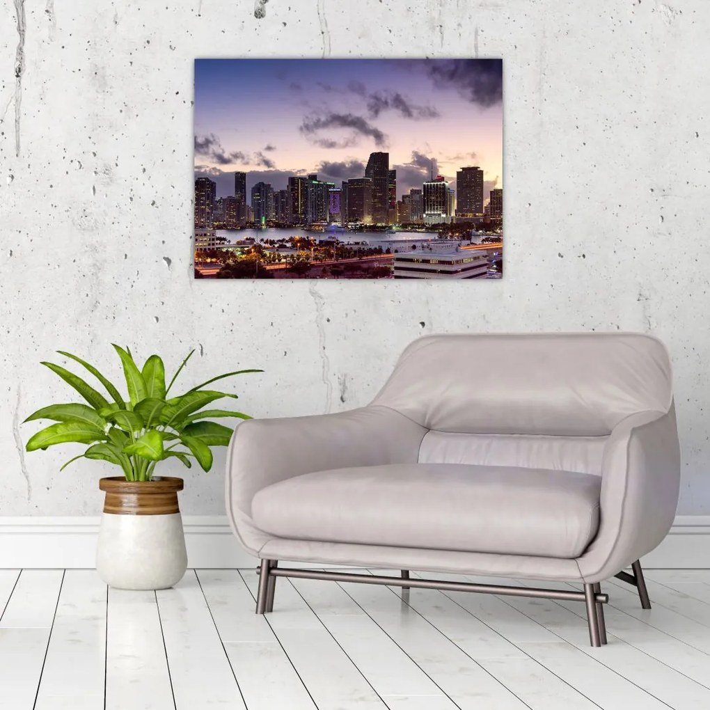 Obraz na szkle - metropolia z drapaczami chmur (70x50 cm)