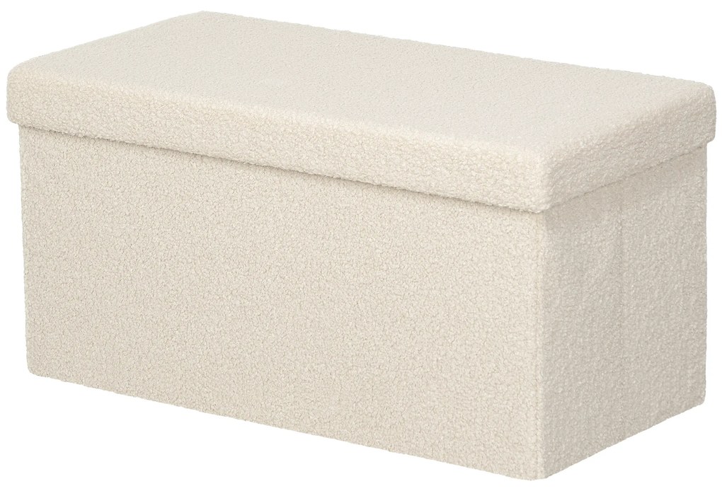 HOMCOM Stołek do przechowywania, ławka z miejscem i pokrywą do salonu, sypialni, przedpokoju, Kremowy