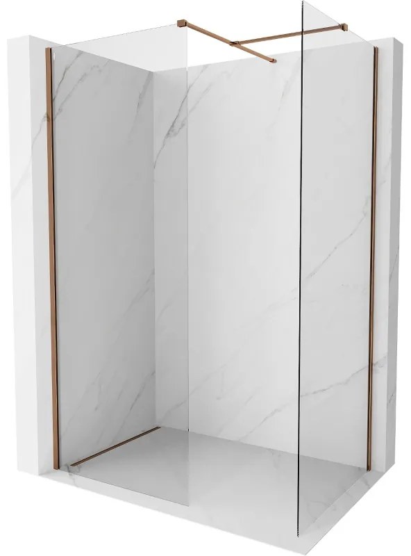 Mexen Kioto-X ścianka prysznicowa Walk-in 130 x 80 cm, transparent 10 mm, różowe złoto - 800-130-202-60-00-080-X