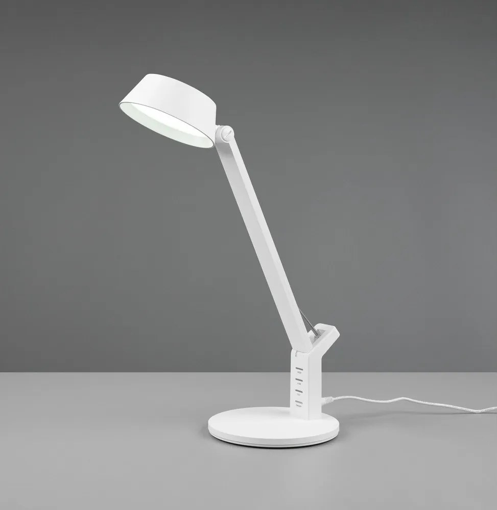 Lampa stołowa LED ze ściemniaczem w matowym białym kolorze (wysokość 40 cm) Ava – Trio