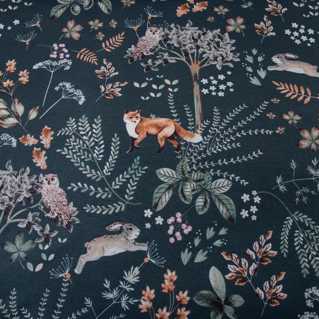 PrzytulneMieszkanie.pl PrzytulneMieszkanie.pl Pościel z mikrofibry THE FOX AND THE HARE ciemnozielona Rozmiar pościeli: 70 x 90 cm | 140 x 220 cm