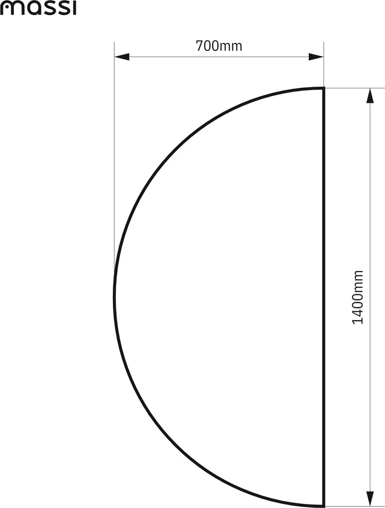 Lustro półokrągłe wiszące bezramowe oszlifowane MOON |Różne rozmiary | Różne kolory szkła : Kolor tafli szkła - Grafit, Rozmiar - 140 x 70 cm