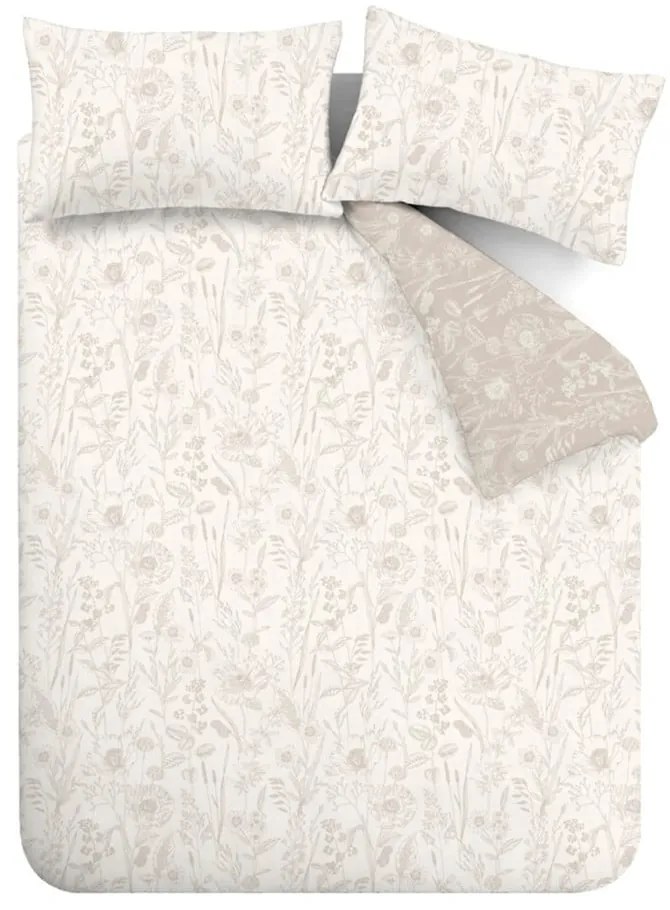 Beżowa flanelowa pościel dwuosobowa 200x200 cm Floral Toile – Bianca