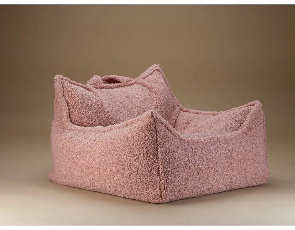 Różowy dziecięcy worek do siedzenia z materiału bouclé Chair – Wigiwama