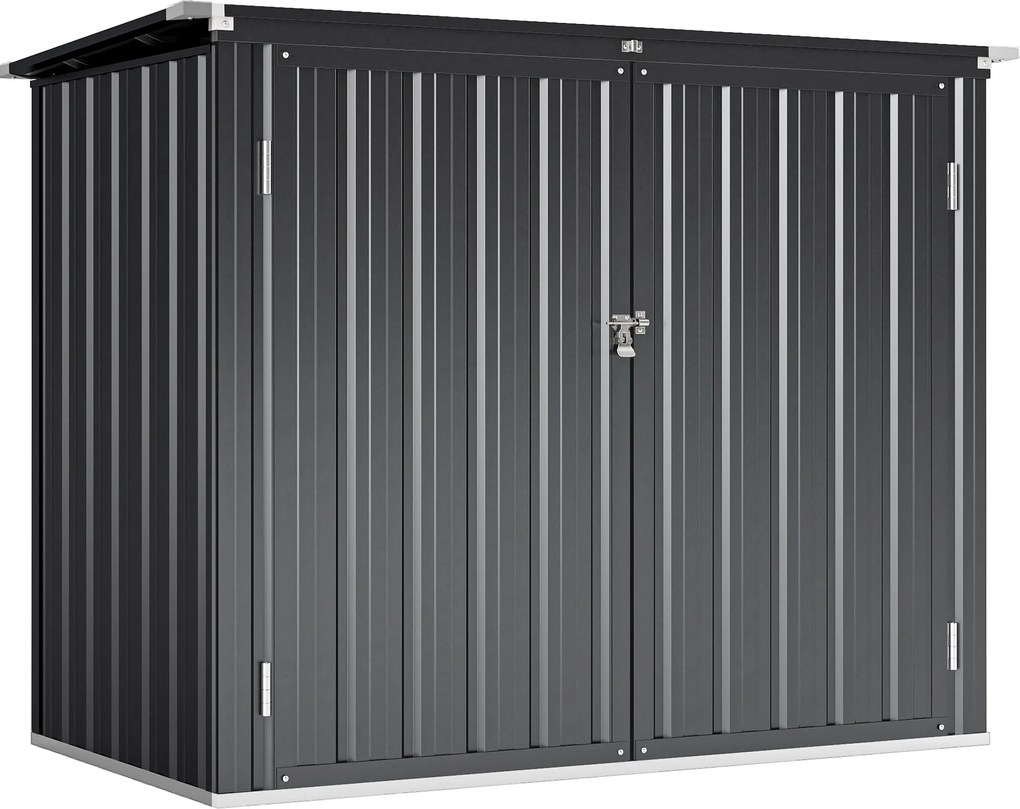 Outsunny Skrzynia na Kosze na Śmieci na 2 Pojemniki z Pokrywą, Zamknięciem i Ochroną, Ciemnoszary | Aosom PL