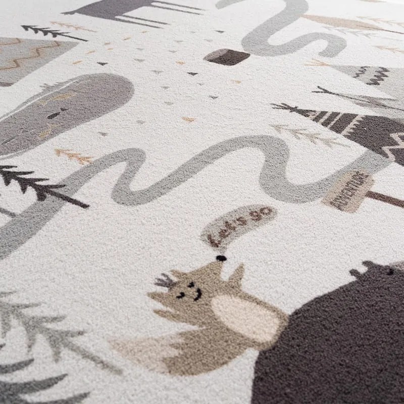 Dywan dziecięcy Coco Tipi Leśna Przygoda kremowy koło 200 cm x 200 cm