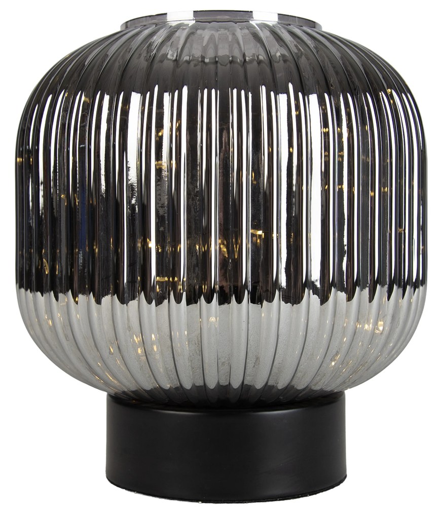 Lampa stołowa Art Deco czarna z przydymionym szkłem ze sznurem świetlnym E27 - Karel
