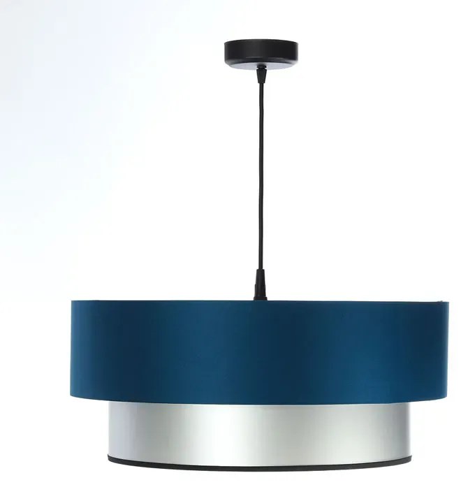 Srebrno-granatowa lampa wisząca z abażurem - 6X S416 R6-P04
