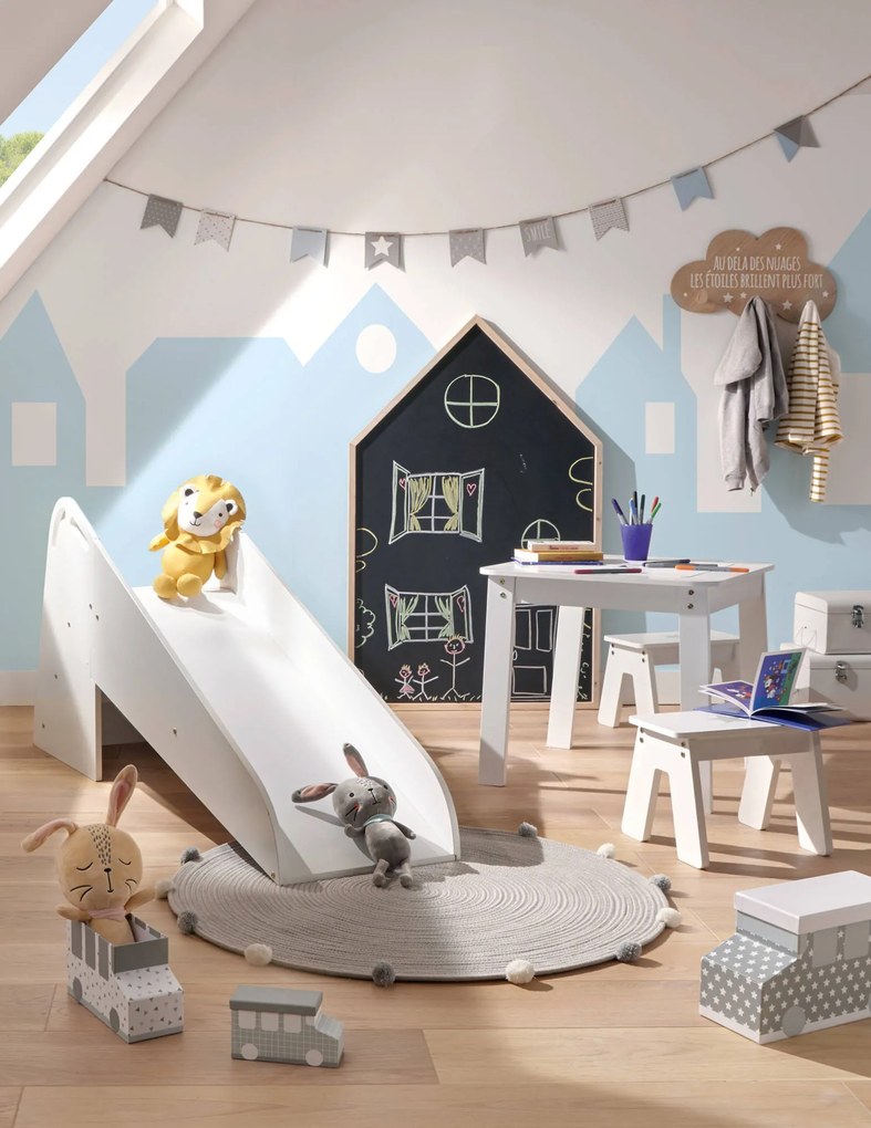 Dywan do pokoju dziecięcego z pomponami, Ø 90 cm