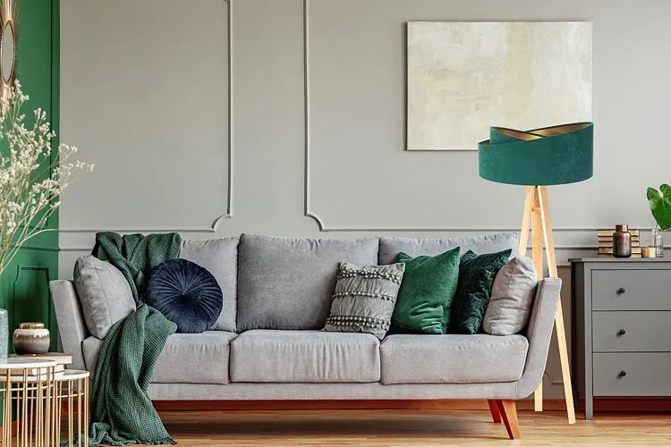 Zielono-sosnowa asymetryczna lampa podłogowa H5-L51