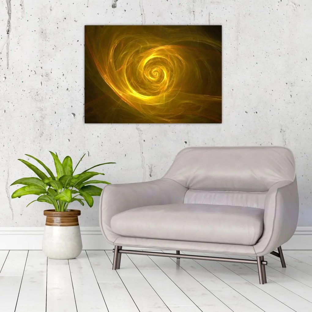 Obraz abstrakcyjnej żółtej spirali (70x50 cm)