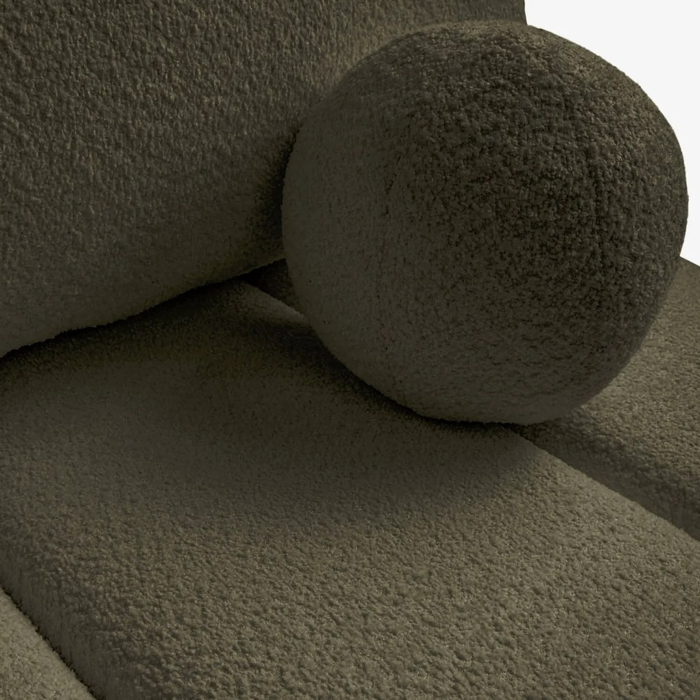 Sofa z Funkcją Spania SARIA Oliwkowa Boucle Nowoczesna