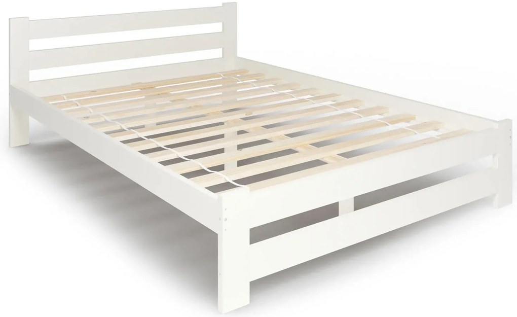 Białe łóżko drewniane w stylu skandynawskim 120x200 - Berti 3X