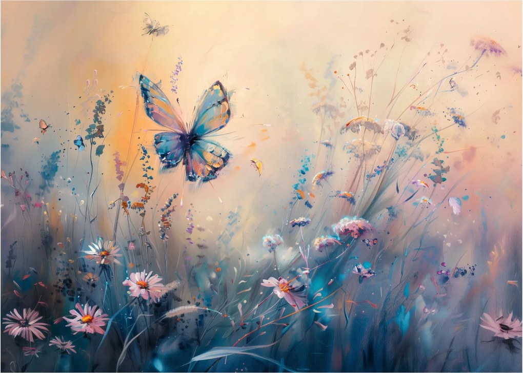 Obraz - Łąka z motylem II (70x50 cm)