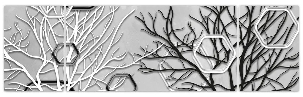 Abstrakcyjny obraz z drzewami (170x50 cm)