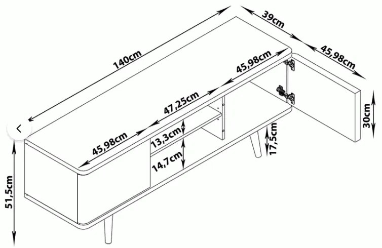 Biała szafka pod TV w dekorze dębu 140x52 cm Alana – Støraa