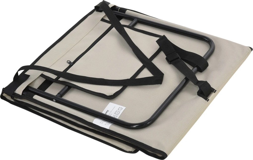 Outsunny Leżak plażowy, składany, regulowane oparcie, boczna kieszeń, miękko wyściełany, stalowy stelaż, Beżowy, 142x51x40cm