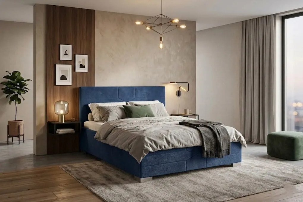 Łóżko KATI 120x200 cm Granatowy Bez materaca