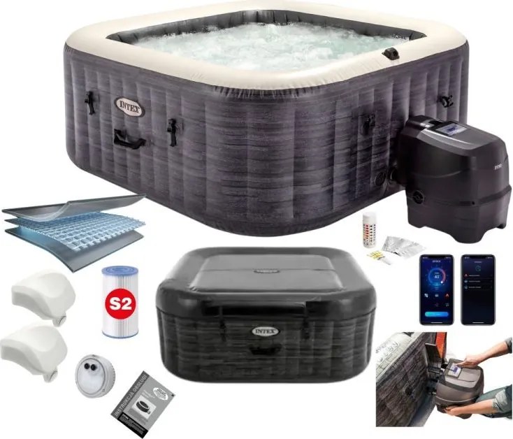 Jacuzzi ogrodowe dmuchane Intex Pure Spa 450 - basen z hydromasażem 4 osobowy, WiFi