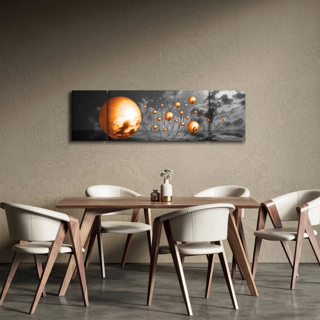 Obraz pomarańczowych abstrakcyjnych kul (170x50 cm)
