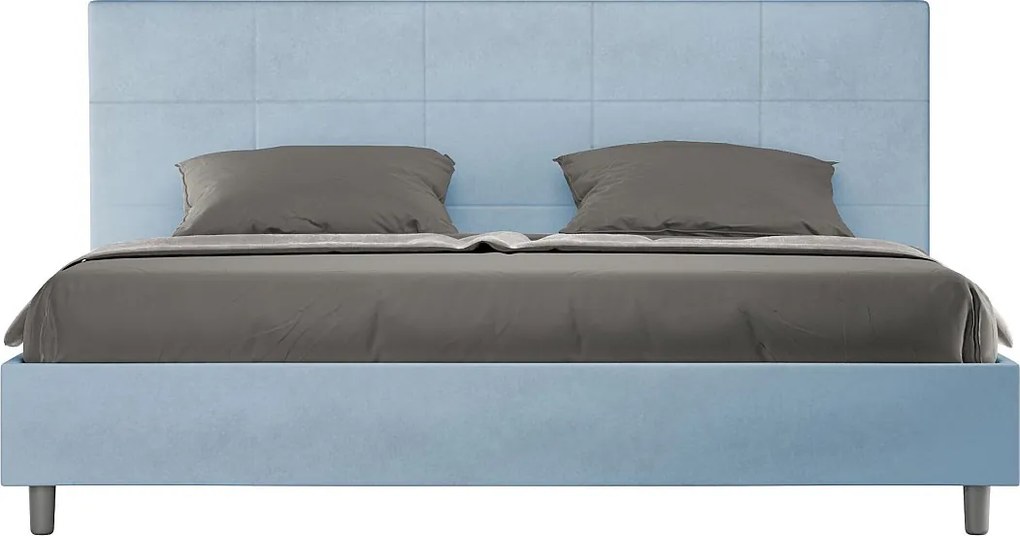 Łóżko bez stelaża tapicerowane 180x190 microfibra błękitny Mika