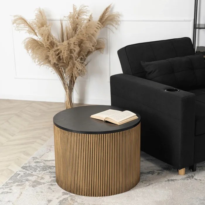 Stolik Kawowy MIRACLE 60 cm Czarny/Złoty Nowoczesny Loft