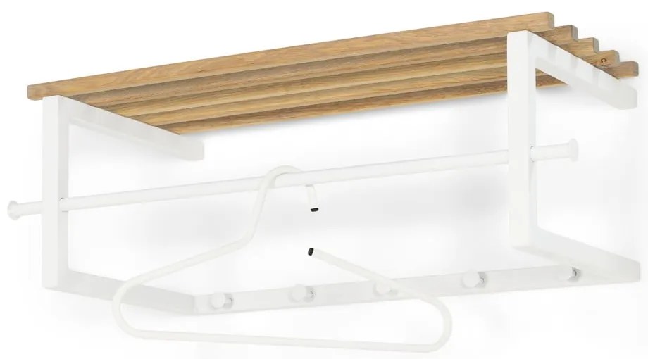 Biały/w naturalnym kolorze metalowy wieszak ścienny z półką 76 cm Marco – Spinder Design