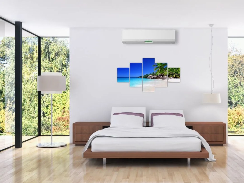 Obraz plaży na wyspie Praslin (125x70 cm)