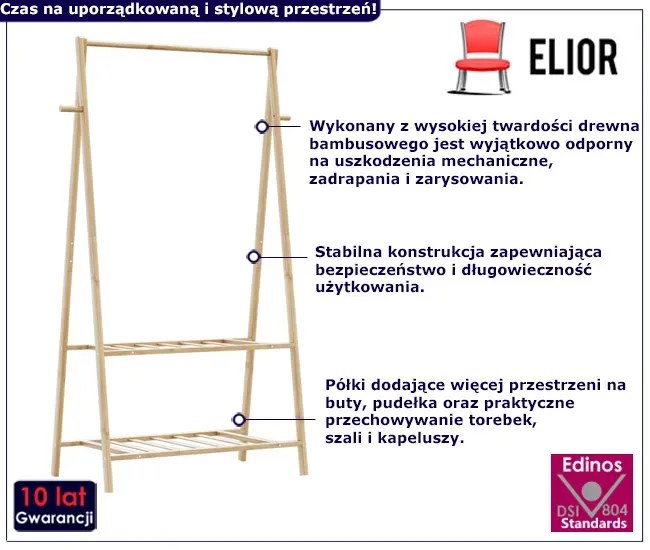 Wieszak na ubrania z 2 półkami 96cm - Tempra 3X