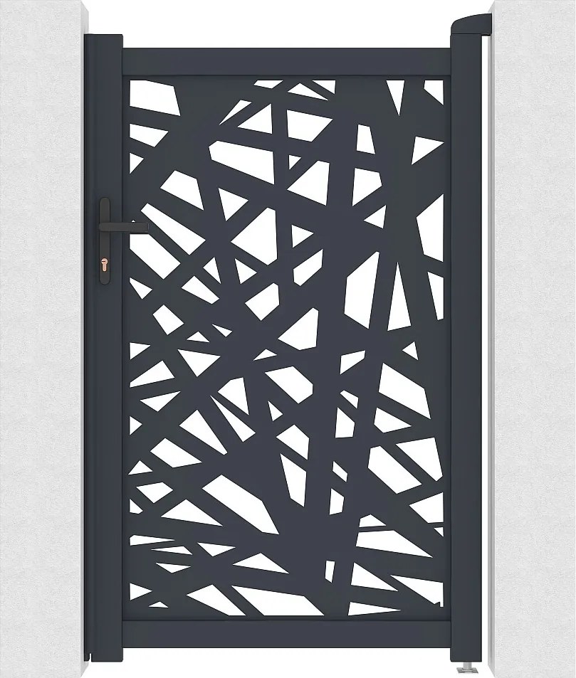 Furtka skrzydłowa z aluminium z motywem geometrycznym wyciętym laserowo – szer. 103 x wys. 166 cm – antracyt – NATAFO