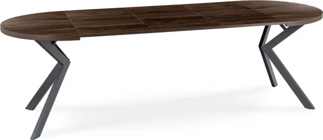 Zestaw Stół Okrągły Rozkładany LUKAS 100-250 cm Orzech/Czarny i 4 Krzesła Tapicerowane PERU Czarne Welurowe
