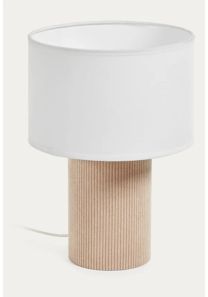 Biała/beżowa lampa stołowa z tekstylnym kloszem (wysokość 29 cm) Bianella – Kave Home