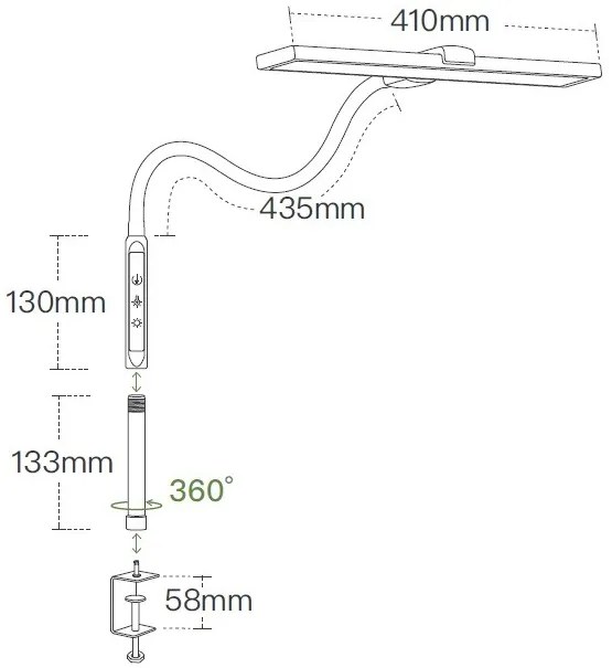 Lampa LED na biurko LUCIO, podstawa, pilot zdalnego sterowania