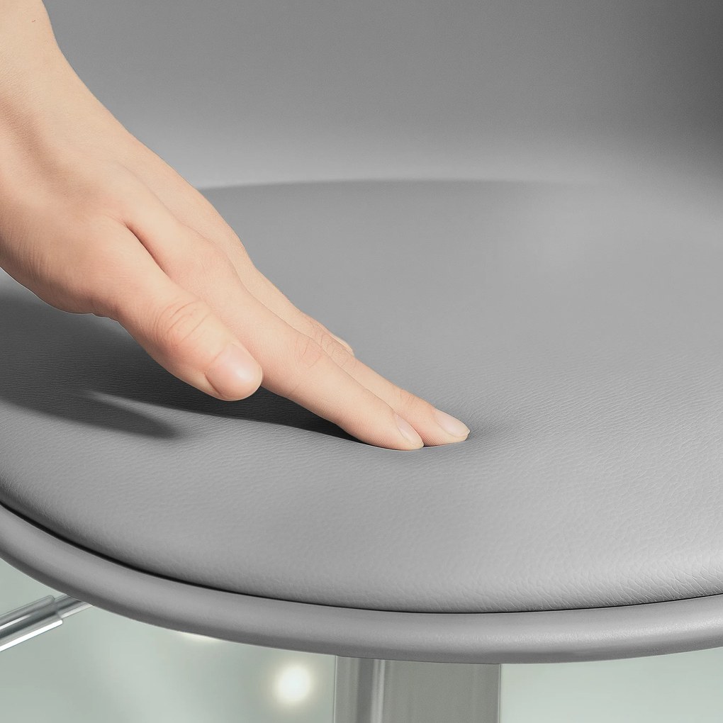 HOMCOM Zestaw 2 Hokerów Barowych, Obracane Krzesła z Oparciem, Regulowane Wysokość, do 120 kg, 42 x 38 x 82-104 cm, Szary