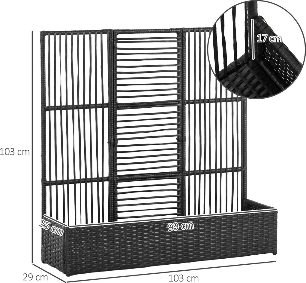 Outsunny Donica na kwiaty z ramką, doniczka na kwiaty, odporna na warunki atmosferyczne, 103 cm x 103 cm x 29 cm, Brązowa