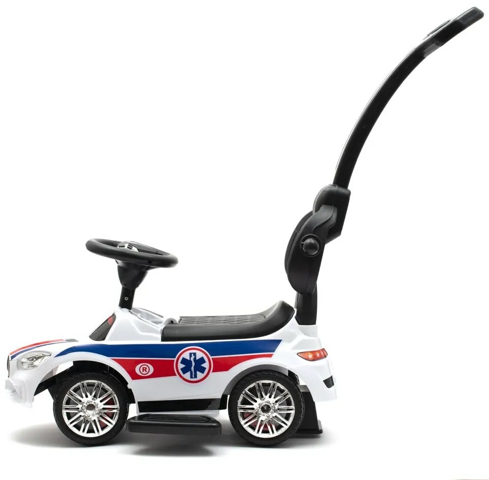 Baby Mix Odpychacz z dźwiękiem i prowadnicą Ambulans, biały