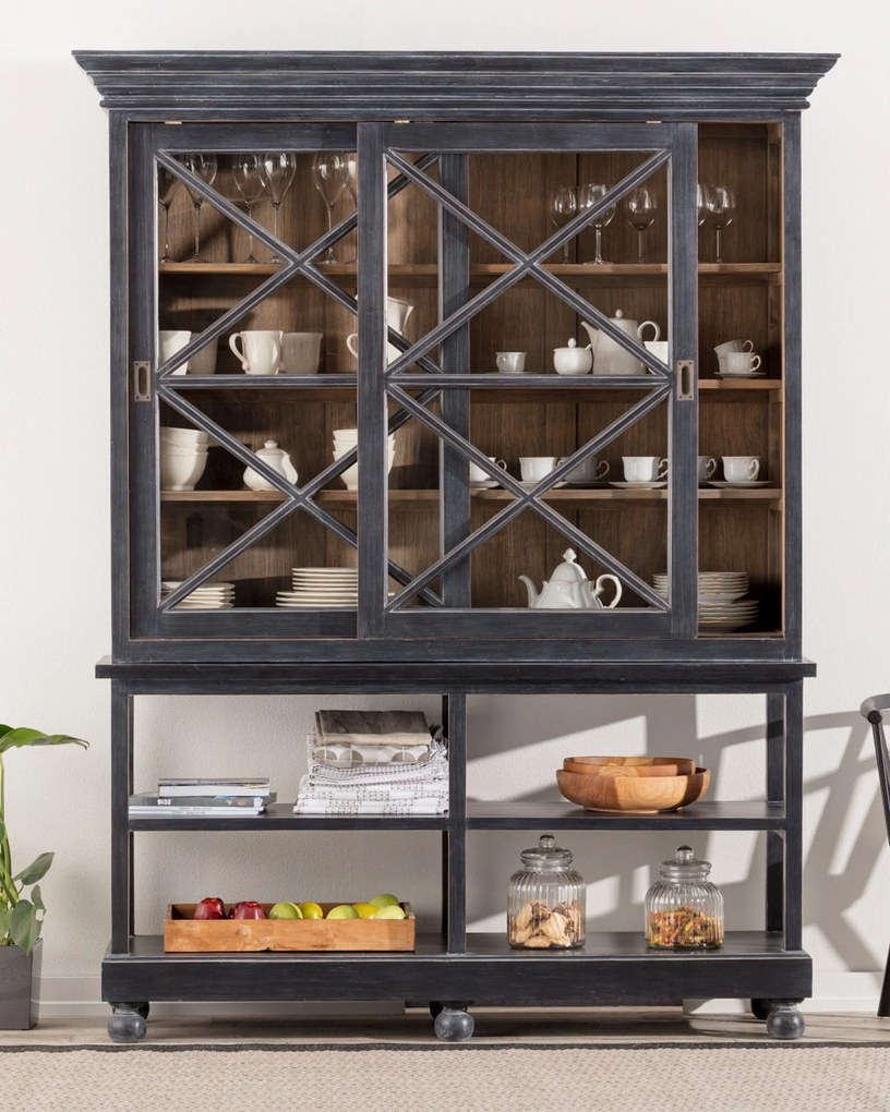 Kredens Rimir 160x50x220 old black & natural