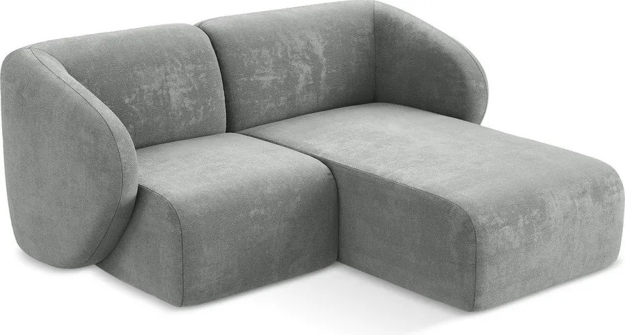 Szary narożnik z tkaniny szenilowej (prawostronny/z szezlongiem) Lani – Makamii